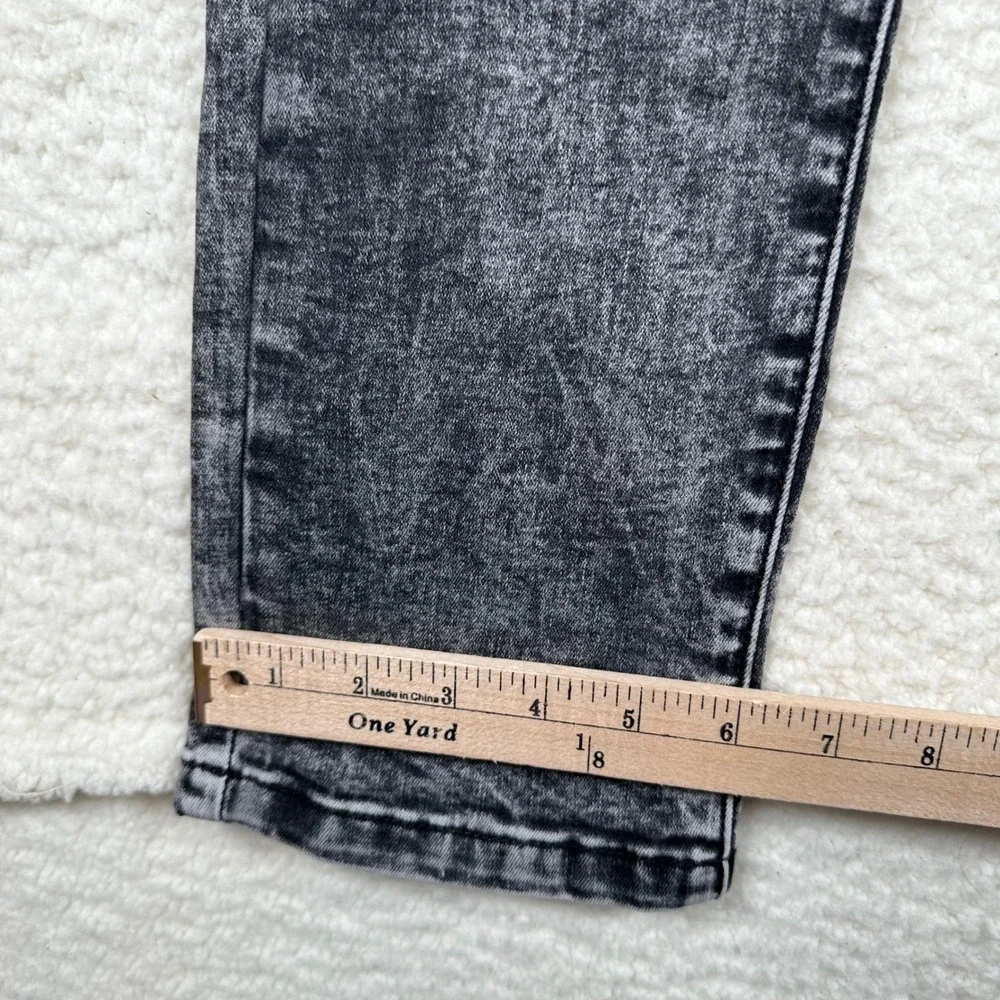 Black Premium Moto Skinny Flex Jeans Men 34x32 Acid Wash Biker Ribbed Streetwear